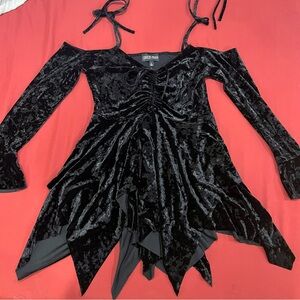 Current Mood x Dolls Kill F IS FOR FAIRIES HANDKERCHIEF DRESS - BLACK VELVET
